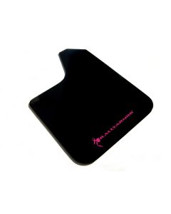 Rally Armor Universal Fit (No Hardware) Basic Black Mud Flap w/ Pink Logo - MF12-BAS-BCPK