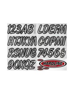 Hardline Boat Lettering Registration Kit 3 in. - 400 Silver/Black - SIBKG400