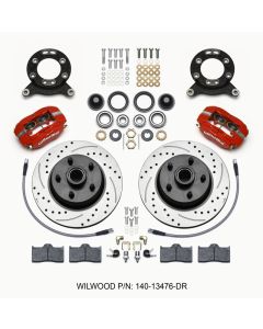 Wilwood Forged Dynalite-M Front Kit 11.30in 1 PC Rotor&Hub Drill-Red 1965-1969 Mustang Disc & Drum - 140-13476-DR