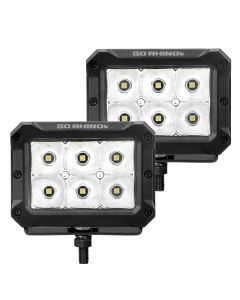 Go Rhino Xplor Bright Series Rectangle LED Spot Light Kit (Surface/Thread Stud Mnt) 4x3 - Blk (Pair) - 753003023SBS