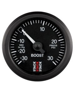 Autometer 52mm Stack Instruments -30INHG to +30PSI Mechanical Boost Gauge - Black - ST3112