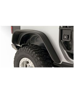 Bushwacker 07-18 Jeep Wrangler Flat Style Flares 2pc Fits 2-Door Sport Utility Only - Black - 10052-07