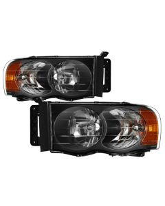 Xtune Dodge Ram 1500 02-05 Amber Crystal Headlights Black HD-JH-DR02-AM-BK - 5014313