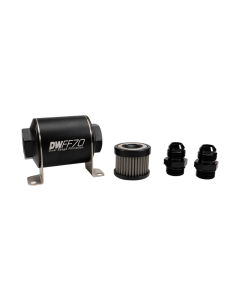 DeatschWerks Stainless Steel 10AN 100 Micron Universal Inline Fuel Filter Housing Kit (70mm) - 8-03-070-100K-10