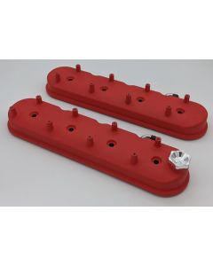 Granatelli 96-22 GM LS Tall Valve Cover w/Integral Angled Coil Mounts - Red Wrinkle (Pair) - 640363