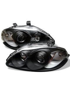 Spyder Honda Civic 96-98 Projector Headlights LED Halo Amber Reflctr Blk PRO-YD-HC96-AM-BK - 5010902