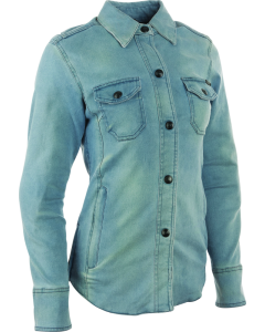 Speed and Strength Speed Society Armored Moto Shirt Denim Blue Womens - XS - 892278