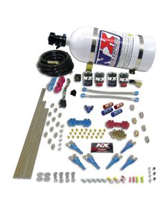 Nitrous Express Pro-Shk/Alc 4 Solenoids Nitrous Kit (250-650HP) w/15lb Bottle - 90065-15