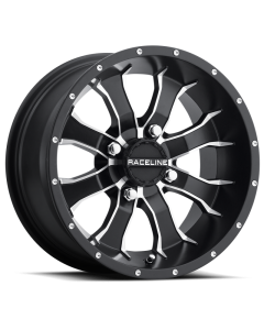 Raceline A77 Mamba 14x7in / 4x137 BP / 10mm Offset / 110.18mm Bore - Black & Machined Wheel - A7747037-T-52