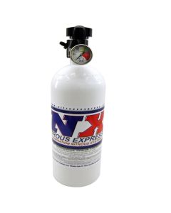 Nitrous Express 10lb Bottle w/Lightning 500 Valve (6.89 Dia x 20.19 Tall) w/Gauge - 11101