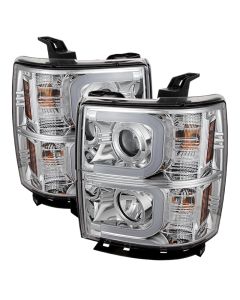 Spyder Chevy Silverado 1500 14-16 Projector Headlights Light Bar DRL Chrm PRO-YD-CS14-LBDRL-C - 5079480