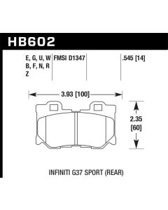 Hawk 10-12 Infiniti FX50 / 09-12 G37 / 09-13 Nissan 370Z DTC-30 Race Rear Brake Pads - HB602W.545