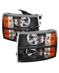 Xtune Chevy Silverado 07-13 Crystal Headlights Black HD-JH-CS07-AM-BK - 5076991
