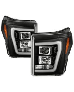 Spyder Ford F250/350/450 11-16 V2 High-Power LED Headlights-White Light Bar-Black PRO-YD-FS11V2PL-BK - 5087898