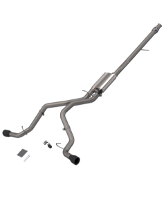 QTP 14-18 Chevy Silverado 1500 4.8L/5.3L EC/CC SB 304SS Screamer Cat-Back Rear Exit w/4.5in Blk Tips - 410015B