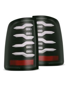 AlphaRex 09-18 Dodge Ram Luxx-Series LED Tail Lights Black w/ Activation Light & Sequential Signal - 640004