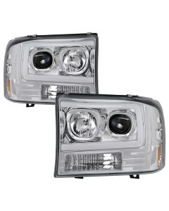 Spyder 99-04 Ford F-250 Super Duty Light Bar Projector Headlights - Chrome (PRO-YD-FF25099V2-LB-C) - 5084675