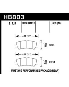 Hawk 15-20 Ford Mustang GT 5.0L / 16-17 Mustang Brembo Package DTC-30 Race Rear Brake Pads - HB803W.639