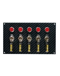 Moroso Toggle Switch Panel - Dash Mount - 4in x 6.75in - Grey/Black Fiber Design - 74148