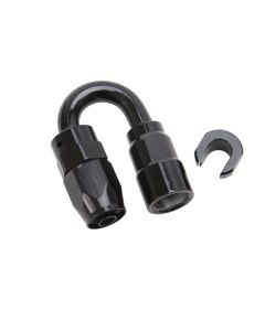 Russell Performance 3/8in SAE Quick Disc Female to -6 Hose Black 180 Degree Hose End - 611233