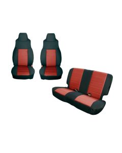 Rugged Ridge Seat Cover Kit Black/Red 97-02 Jeep Wrangler TJ - 13292.53