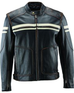 Kuryakyn Leather By River Road Hoodlum Vintage Leather Jacket Black - Small - 094382