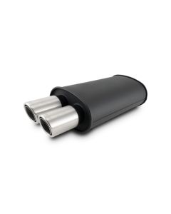 Vibrant STREETPOWER Blk Oval Muffler w/Dual Center Tip 3in Inlet ID 3in Tip OD 9in x 5in x 15in - 12311