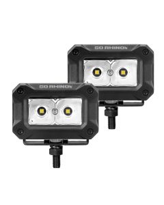 Go Rhino Xplor Bright Series Rectangle LED Spot Light Kit (Surface/Thread Stud Mnt) 3x2 - Blk (Pair) - 751003023SBS