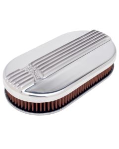 Edelbrock Air Cleaner Classic Series Oval Aluminum Top Cloth Element 17 5In X 9 35In X 3 9In - 4115