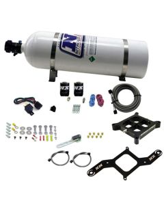 Nitrous Express 4150 Single Entry Crossbar Nitrous Plate Kit Pro-Power (100-500HP) w/15lb Bottle - 63540-15