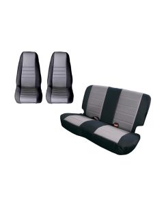 Rugged Ridge Seat Cover Kit Black/Gray 80-90 Jeep CJ/YJ - 13290.09