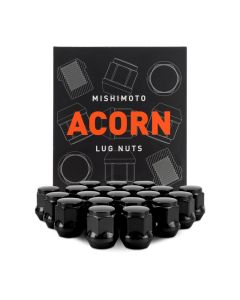 Mishimoto Steel Acorn Lug Nuts M12 x 1.5 - 20pc Set - Black - MMLG-AC1215-20BK