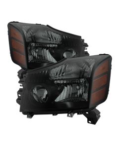 xTune Nissan Titan 04-14 (04-07 OE Style ) OEM Amber Head Lights Set Black Smoked HD-JH-NTI04-AM-BSM - 9030383