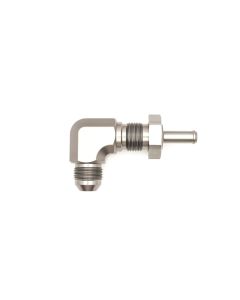 DeatschWerks 8AN Male Flare To 5/16in. Male Barb Bulkhead Adapter 90-Degree (Incl. Nut) - 6-02-0713