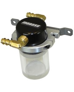 Moroso Universal Air/Oil Separator Catch Can - Small Body w/o Drain - Billet Alum - Blk/Clear Bottom - 85683