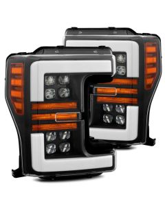 AlphaRex 17-19 Ford F-250 SD NOVA LED Proj Headlights Plank Style Matte Blk w/Activ Light/Seq Signal - 880102