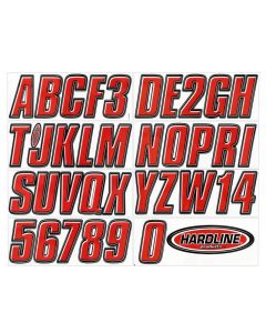 Hardline Boat Lettering Registration Kit 3 in. - 800 Red/Black - REBLK800