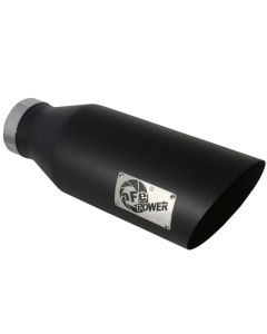 aFe MACHForce XP Exhausts Tips SS-304 EXH Tip 4In x 7Out x 18L Bolt-On (blk) - 49-92023-B