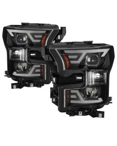 xTune 15-17 Ford F-150 DRL LED Light Bar Projector Headlights - Black (PRO-JH-FF15015-LB-BK) - 9042935