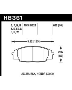 Hawk 02-05 Acura RSX 2.0L Type-S OE Incl.Shims Front ER-1 Brake Pads - HB361D.622