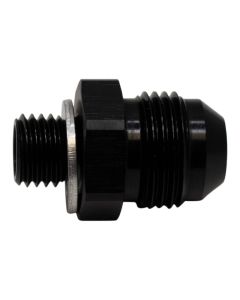 DeatschWerks 8AN Male Flare to M12 X 1.5 Male Metric Adapter (Incl Washer) - Anodized Matte Black - 6-02-0617-B