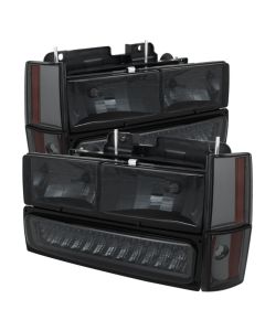 Xtune GMC Yukon 92-93 Crystal Headlights w/ Corner & LED Bumper Smoke HD-JH-GMCCK88-LED-AM-SM-SET - 5073556