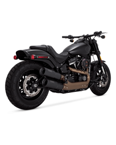 Vance & Hines HD Softail 18-22 Fatbob Hgh S/O Black Slip-On Exhaust - 46547