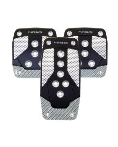 NRG Aluminum Sport Pedal M/T - Black w/Silver Carbon - PDL-400BK