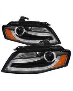 Spyder Audi A4 09-12 Projector Headlights Halogen Model Only - DRL LED Black PRO-YD-AA408-DRL-BK - 5081544