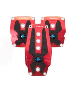 NRG Brushed Aluminum Sport Pedal M/T - Red w/Black Rubber Inserts - PDL-200RD