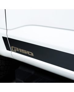 Putco 2021 Ford F-150 Super Crew 5.5ft Box Ford Licensed Blk Platinum Rocker Panels (4.25in 12pc) - 9751473BPFD