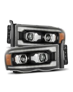 AlphaRex 02-05 Dodge Ram 1500 LUXX LED Proj Headlights Plank Style Black w/Activ Light/Seq Signal - 880567