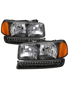 xTune GMC Sierra 99-06 /Yukon 00-06 Headlights & LED Bumper Lights - Black HD-JH-GS99-LED-SET-BK - 9037399