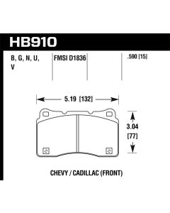 Hawk 15-16 Cadillac XTS / Chevrolet Corvette HP+ Front Brake Pads - HB910N.590